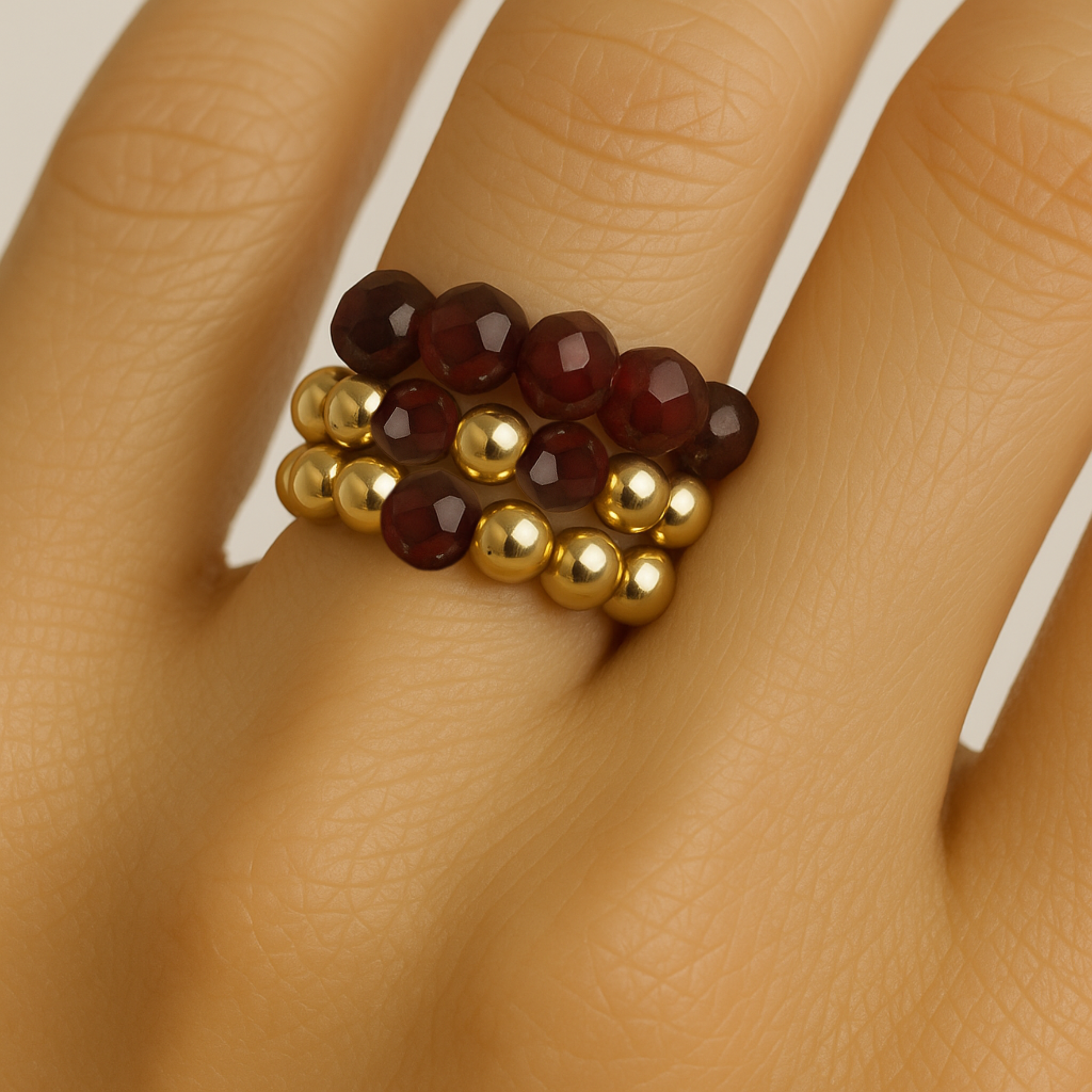 Garnet Ring of Fortune REAL Gold