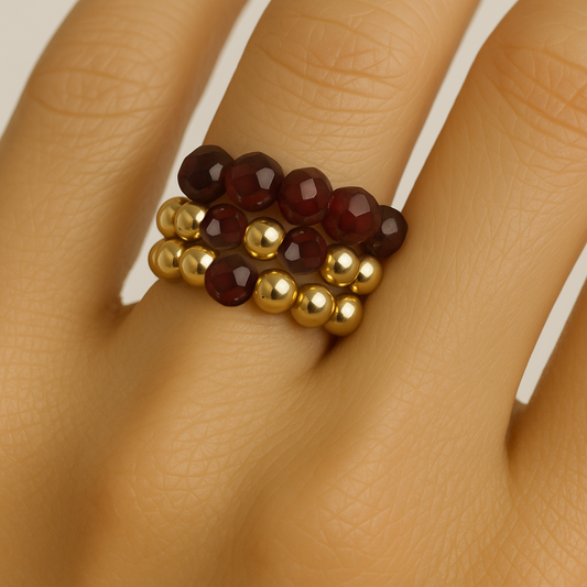 Garnet Ring of Fortune REAL Gold