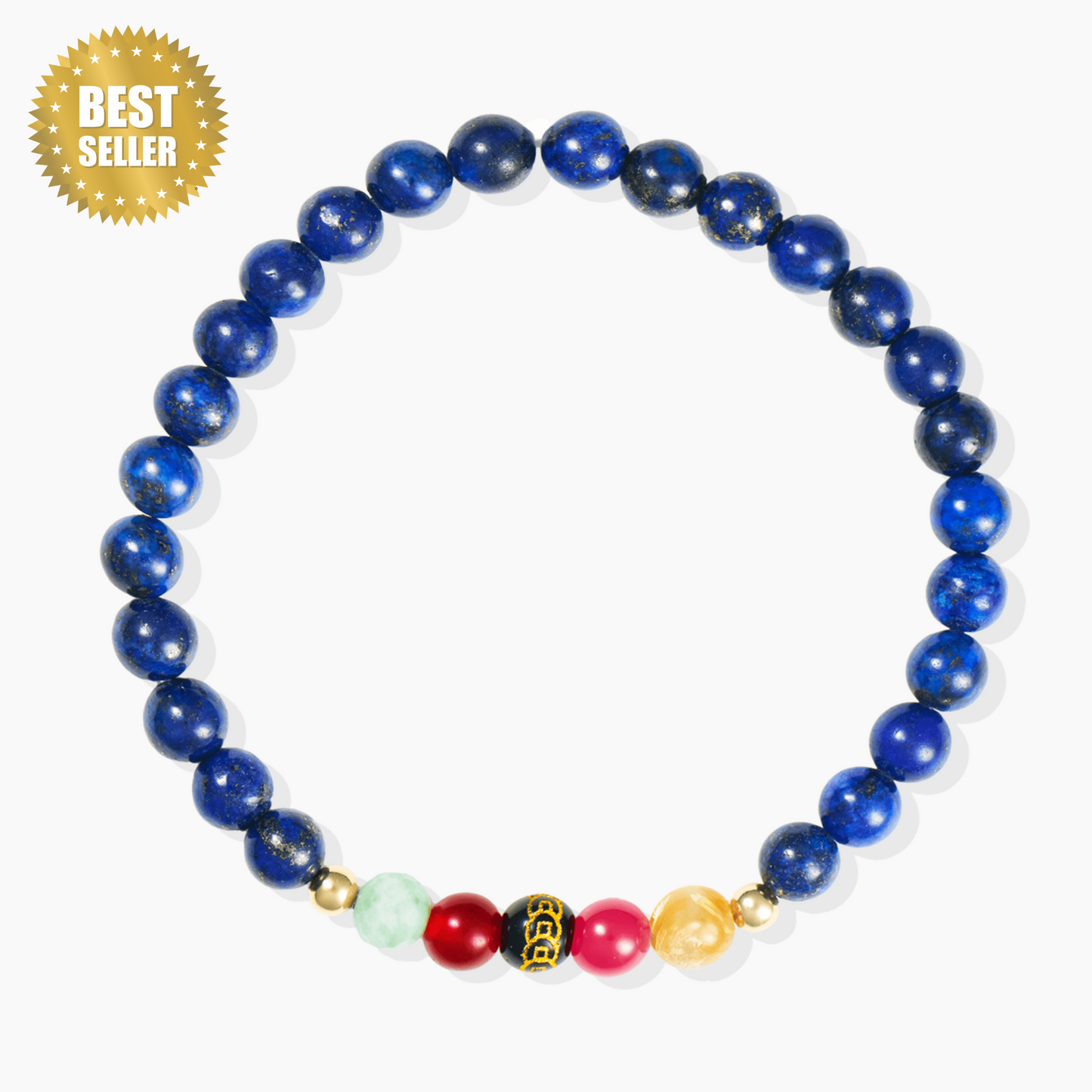 Mega Wealth Lucky 7 Gemstone Bracelet With REAL Gold