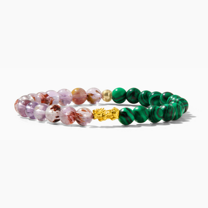 Jade and Pink Cats Eye Eclipse 18k Pixiu Bracelet - Romance