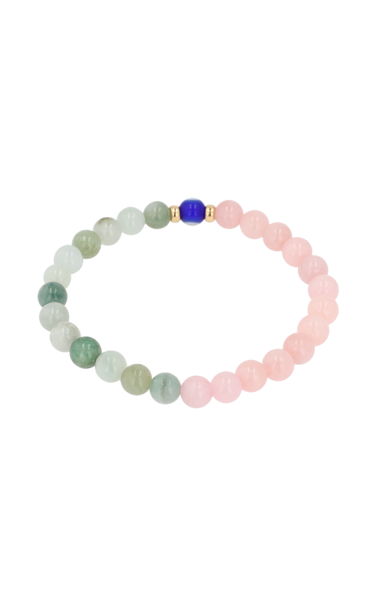 Magnetic Love - Rose Quartz And Jade Evil Eye Bracelet