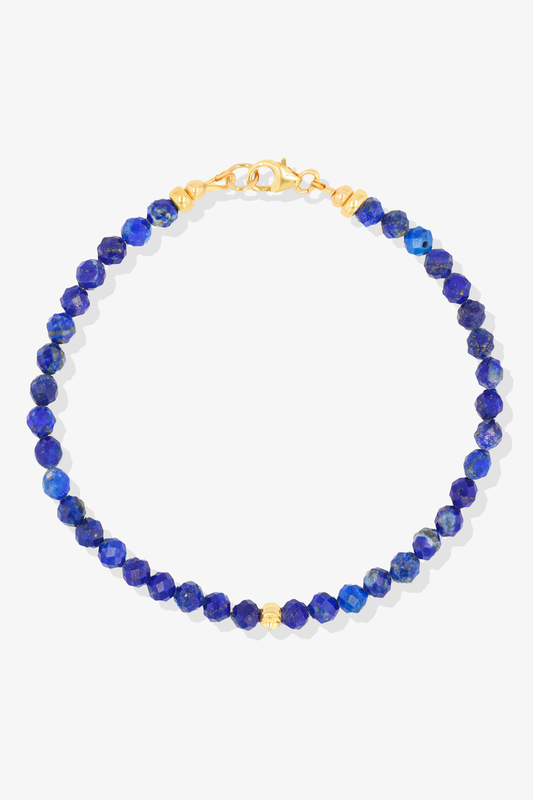 Destiny Mini Beaded Gemstone Gold Vermeil Bracelet Lapis Lazuli - Wisdom