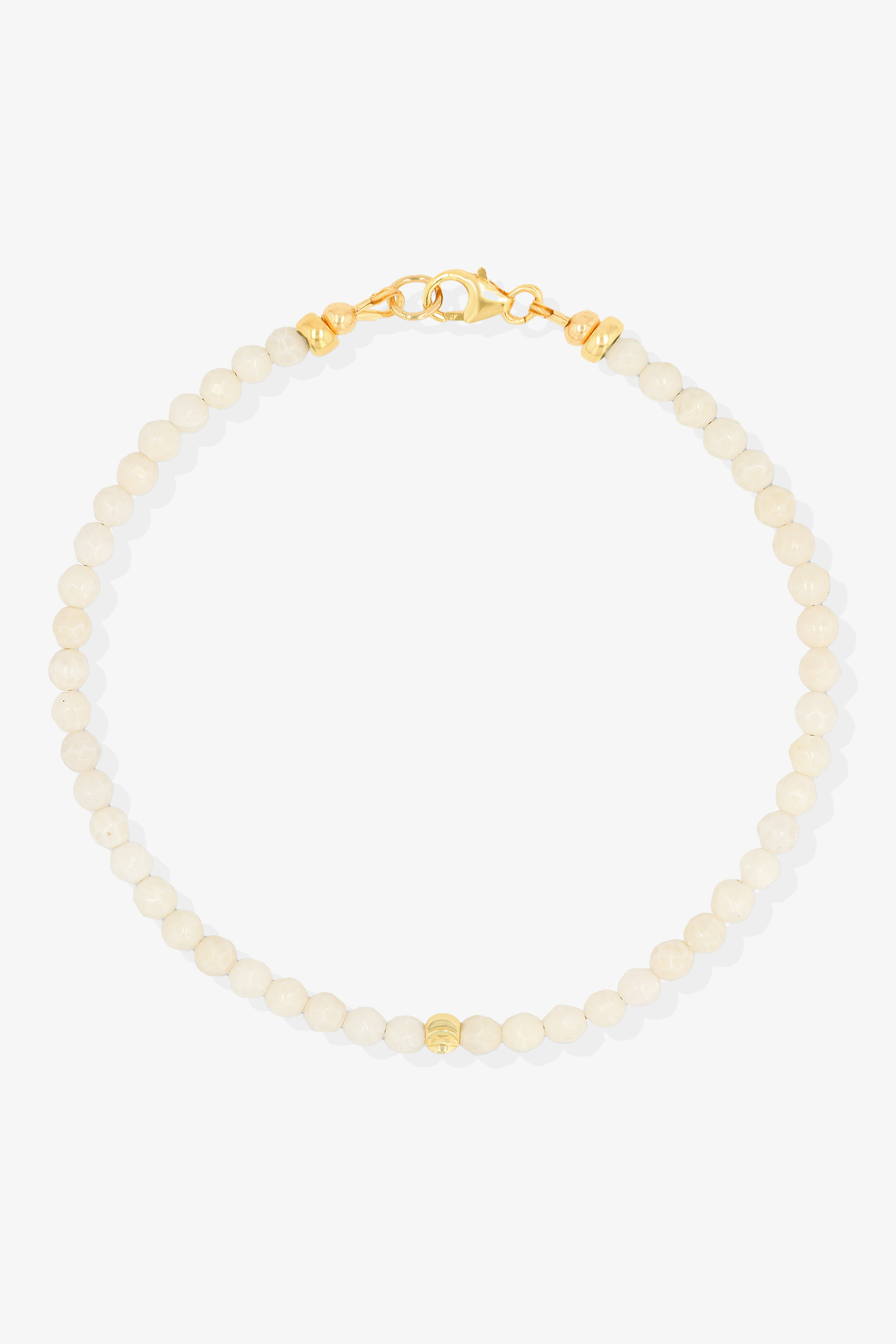 Destiny Mini Beaded Gemstone Gold Vermeil Bracelet White Coral - Love