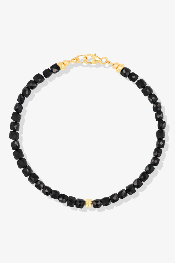 Destiny Mini Beaded Gemstone Gold Vermeil Bracelet Black Spinel - Protection