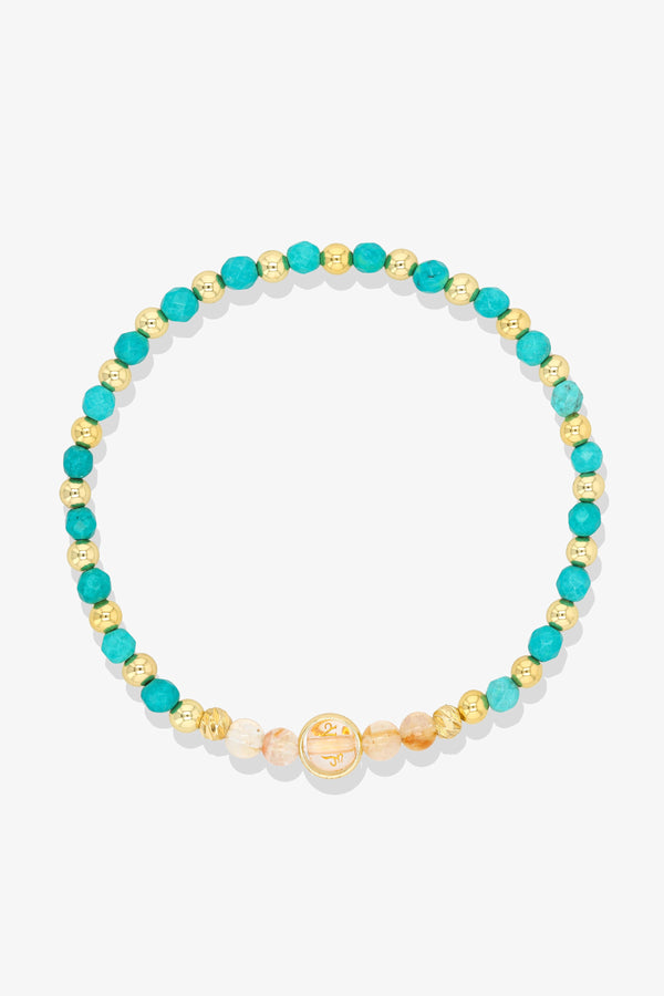Taurus Turquoise Gold Vermeil Fortune Zodiac Bracelet