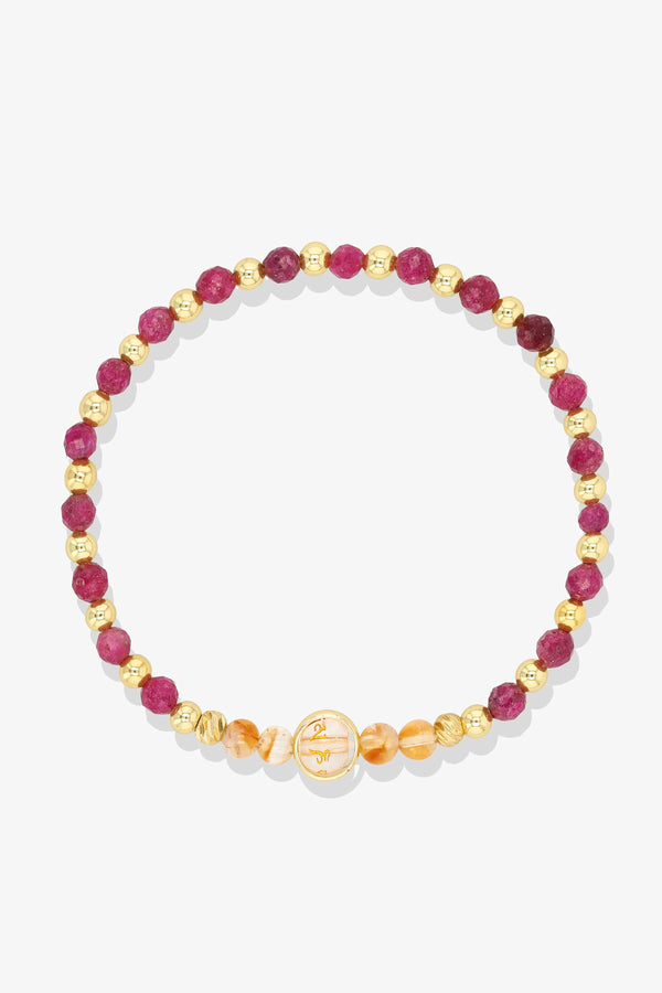 Gemini Ruby Gold Vermeil Fortune Zodiac Bracelet