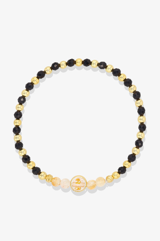 Cancer Black Obsidian Gold Vermeil Fortune Zodiac Bracelet
