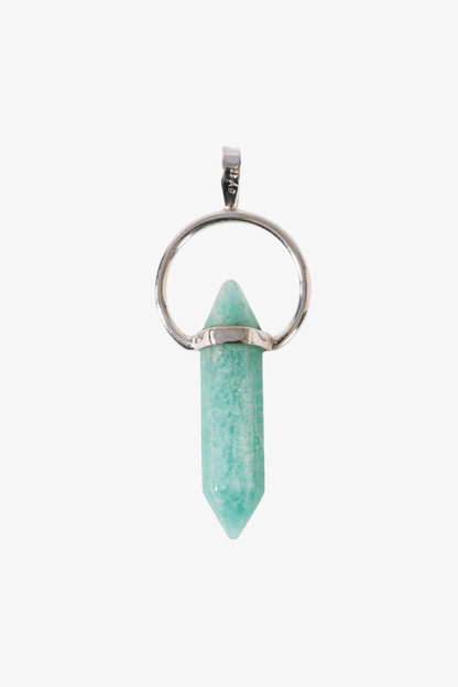 Amazonite Sterling Silver Point Pendant - Eat.Read.Love.