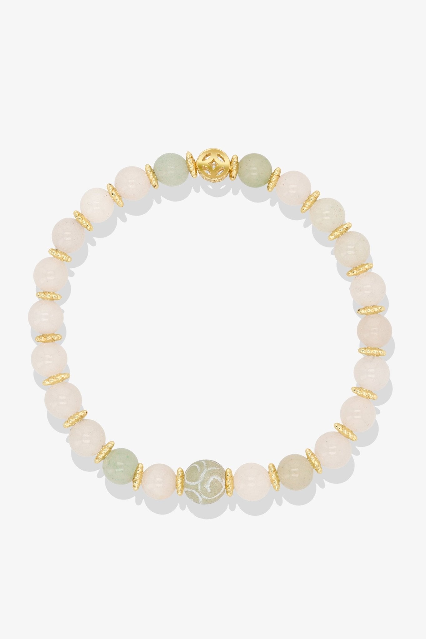 Amazonite with Gold Lucky Coin and White Jade charm Bracelet - Eat.Read.Love.