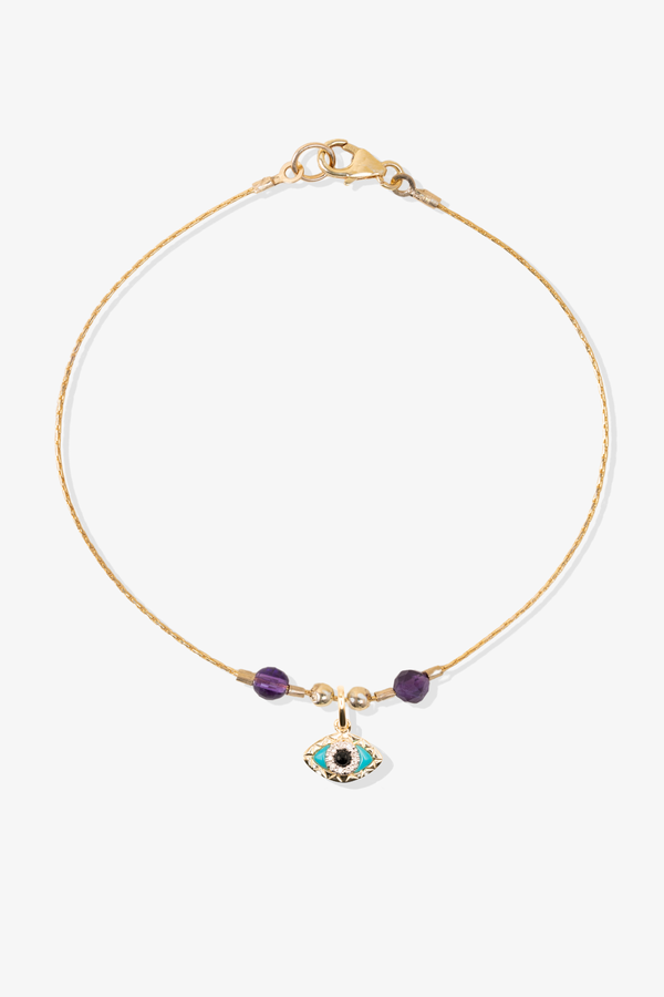 Power Amethyst REAL Gold Bracelet With Charm