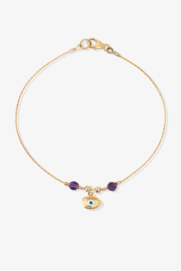 Power Amethyst REAL Gold Bracelet With Charm