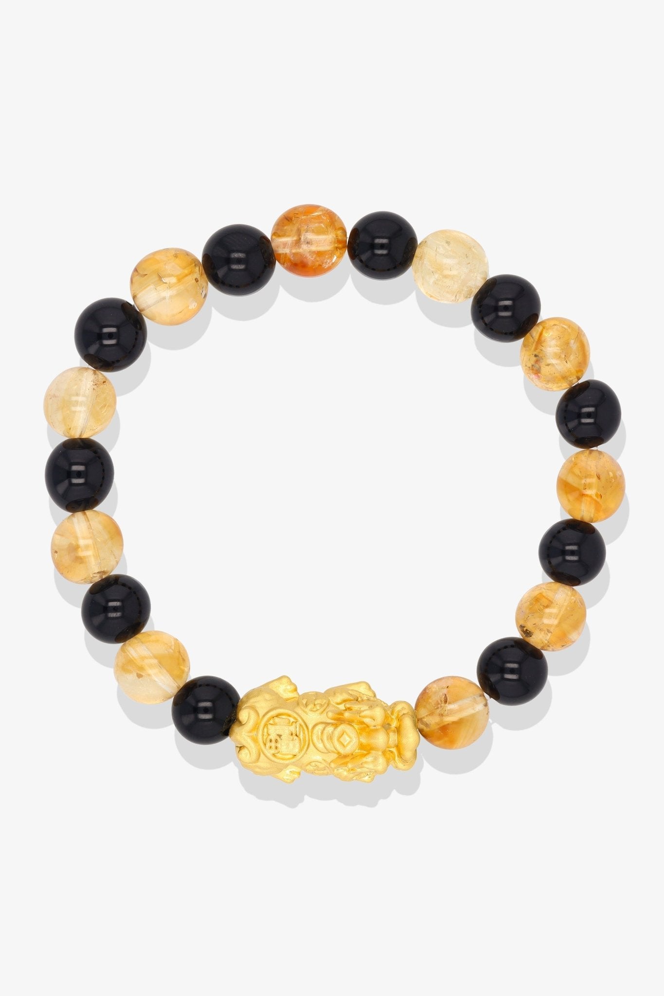 Amethyst and Black Obsidian 18K Gold Vermeil Pixiu Luck Bracelet - Eat.Read.Love.