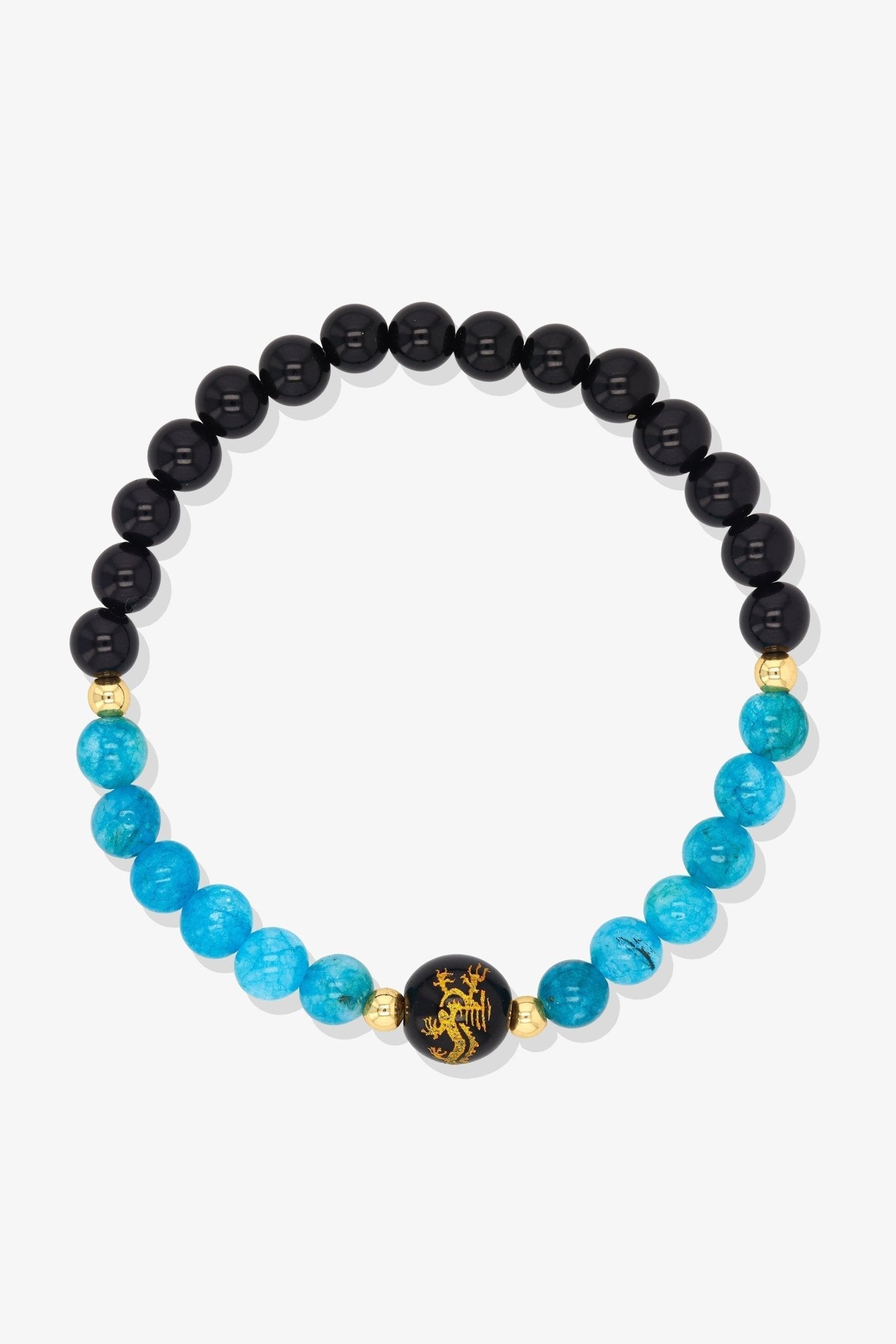 Amethyst and Black Obsidian Lucky Dragon Feng Shui Bracelet REAL Gold - Protection - Eat.Read.Love.