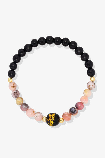 Amethyst and Black Obsidian Lucky Dragon Feng Shui Bracelet REAL Gold - Protection - Eat.Read.Love.