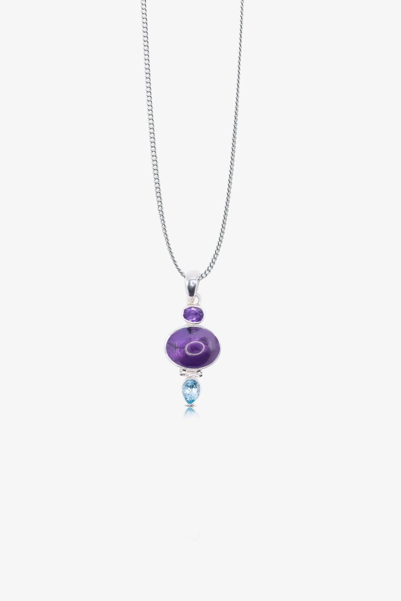 Amethyst and Blue Topaz Sterling Silver Pendant - Eat.Read.Love.