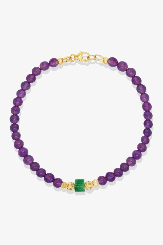 Amethyst and Jade Gold Vermeil Crystal Bracelet - Healing - Eat.Read.Love.