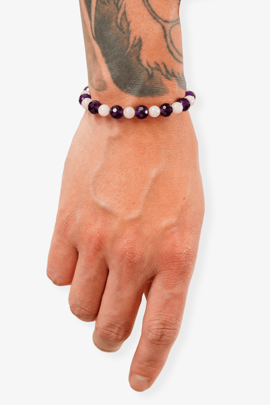 Amethyst and Rose Quartz Gold Vermeil Bracelet - Emotional Balance - Eat.Read.Love.