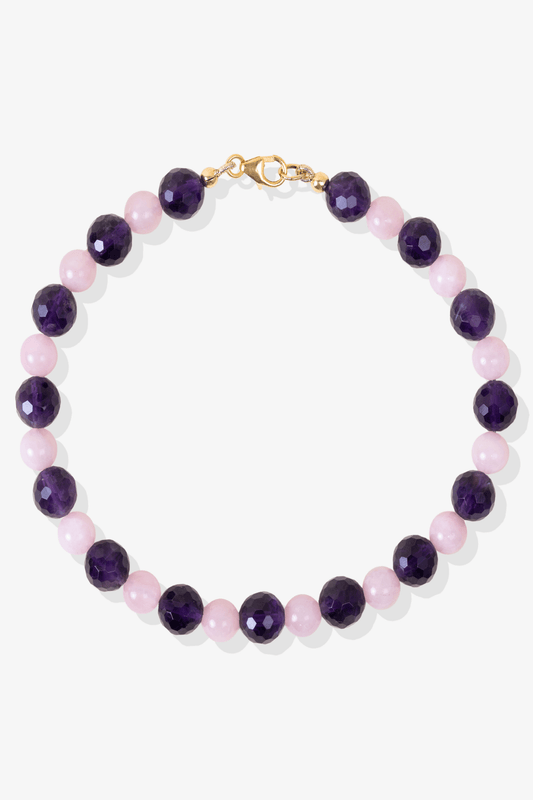 Amethyst and Rose Quartz Gold Vermeil Bracelet - Emotional Balance - Eat.Read.Love.