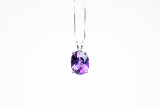 Amethyst Faceted Sterling Silver Pendant - Eat.Read.Love.