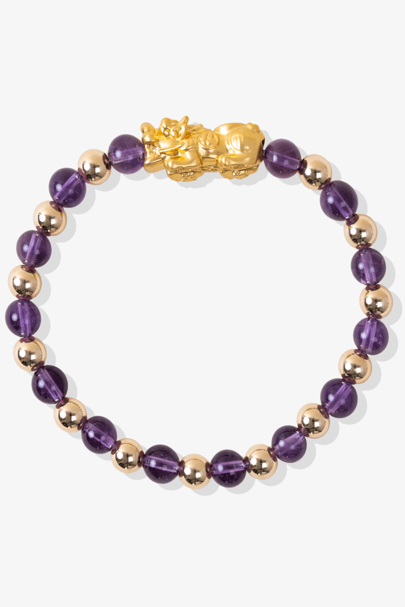 Amethyst Grade AA Infinite Fortune 18k Gold Vermeil Pixiu Feng Shui Bracelet - Eat.Read.Love.