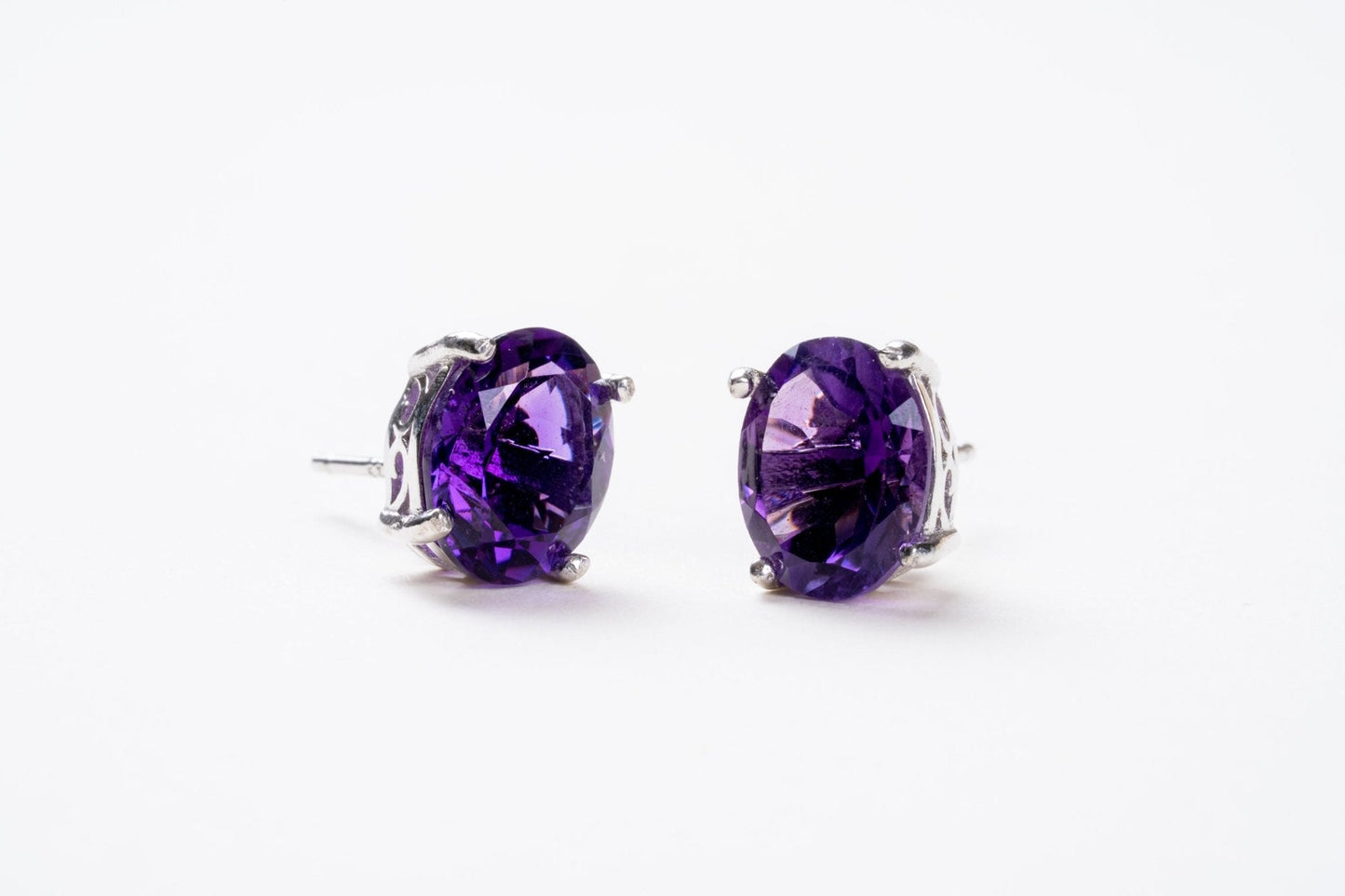 Amethyst Large Stud Earrings - Eat.Read.Love.