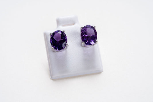 Amethyst Large Stud Earrings - Eat.Read.Love.