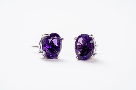 Amethyst Large Stud Earrings - Eat.Read.Love.