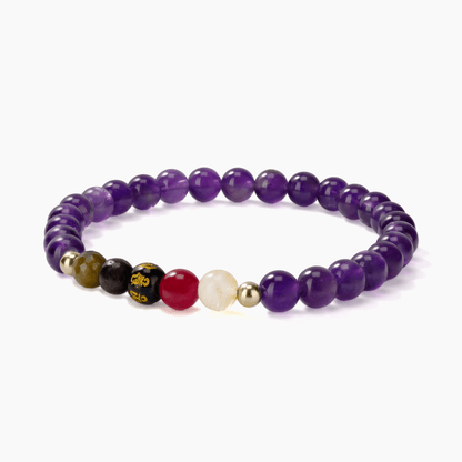 Amethyst Mega Manifest Lucky 7 Gemstone Bracelet With REAL Gold - Eat.Read.Love.