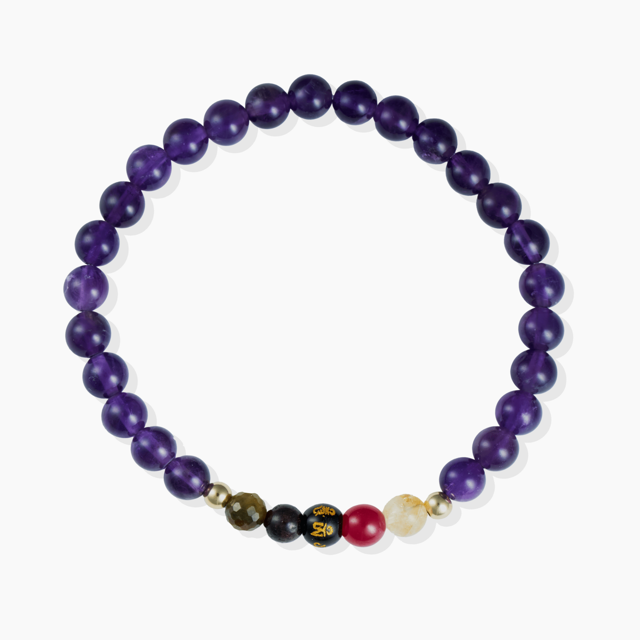 Amethyst Mega Manifest Lucky 7 Gemstone Bracelet With REAL Gold - Eat.Read.Love.