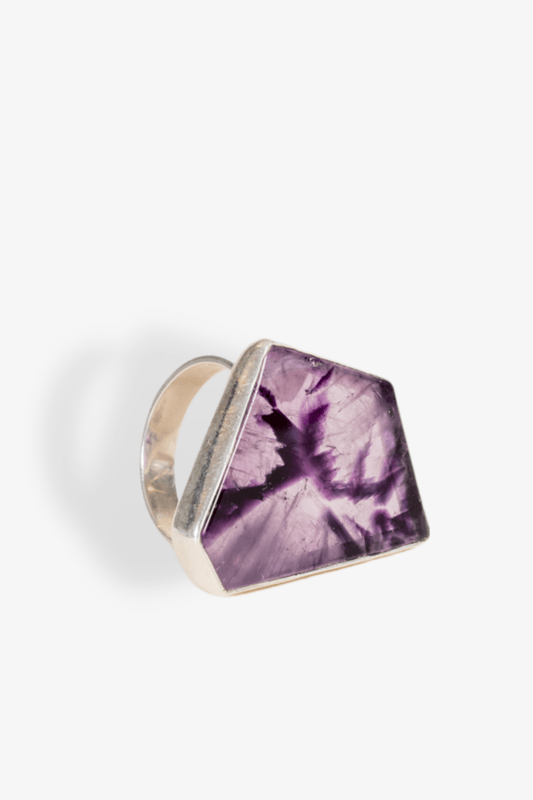 Amethyst Slice Gemstone Sterling Silver Ring - Eat.Read.Love.