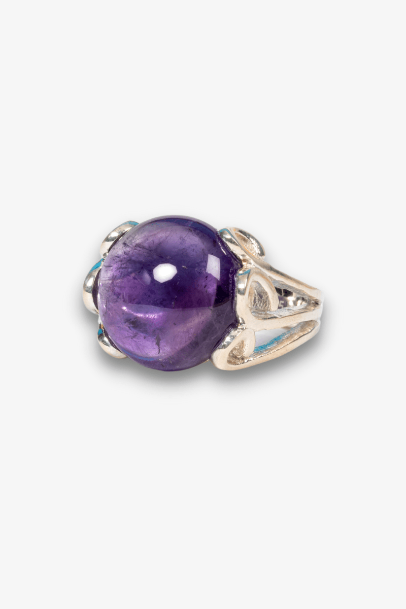 Amethyst Sphere Sterling Silver Ring - Eat.Read.Love.