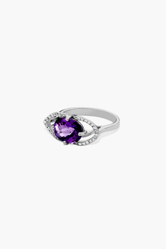 Amethyst Sterling Silver Ring With Cubic Zircon - Eat.Read.Love.