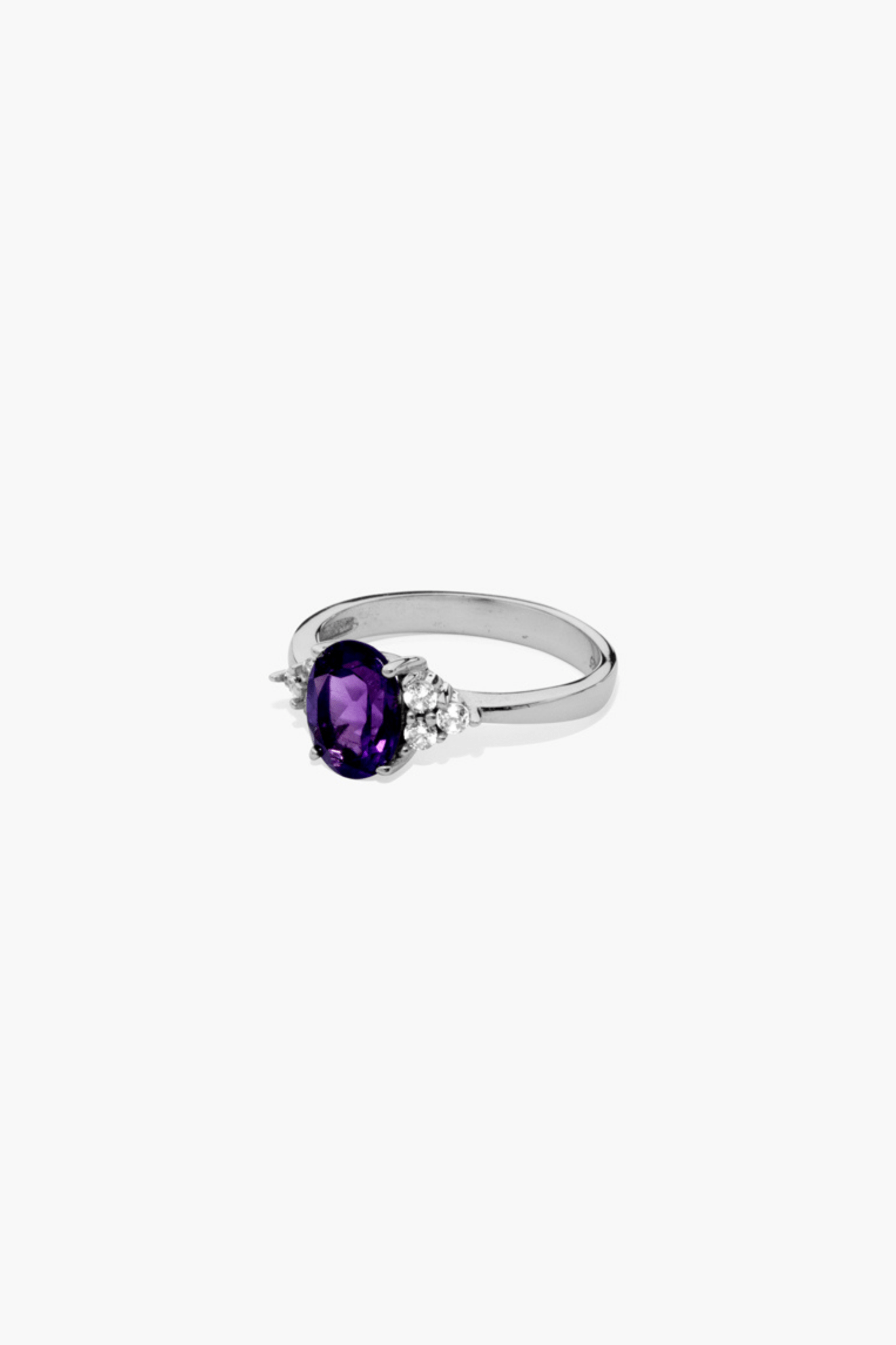 Amethyst Sterling Silver Ring With Cubic Zircon - Eat.Read.Love.