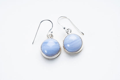 Angelite Circle Cut Sterling Silver Earrings - Eat.Read.Love.