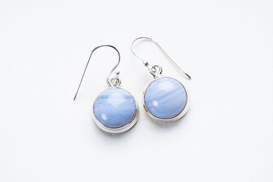 Angelite Circle Cut Sterling Silver Earrings - Eat.Read.Love.