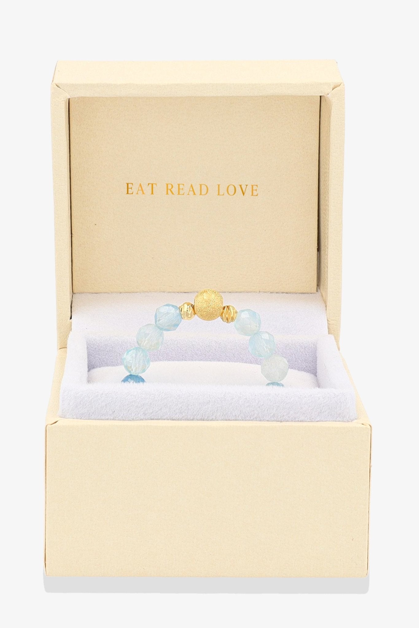 Aquamarine Gold Vermeil Stretch Ring - Calming - Eat.Read.Love.