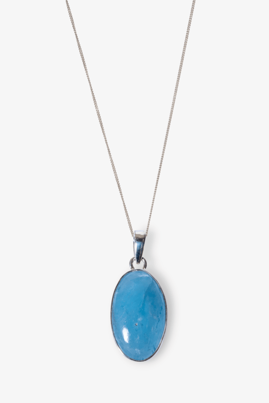 Aquamarine Necklace Sterling Silver Pendant - Eat.Read.Love.