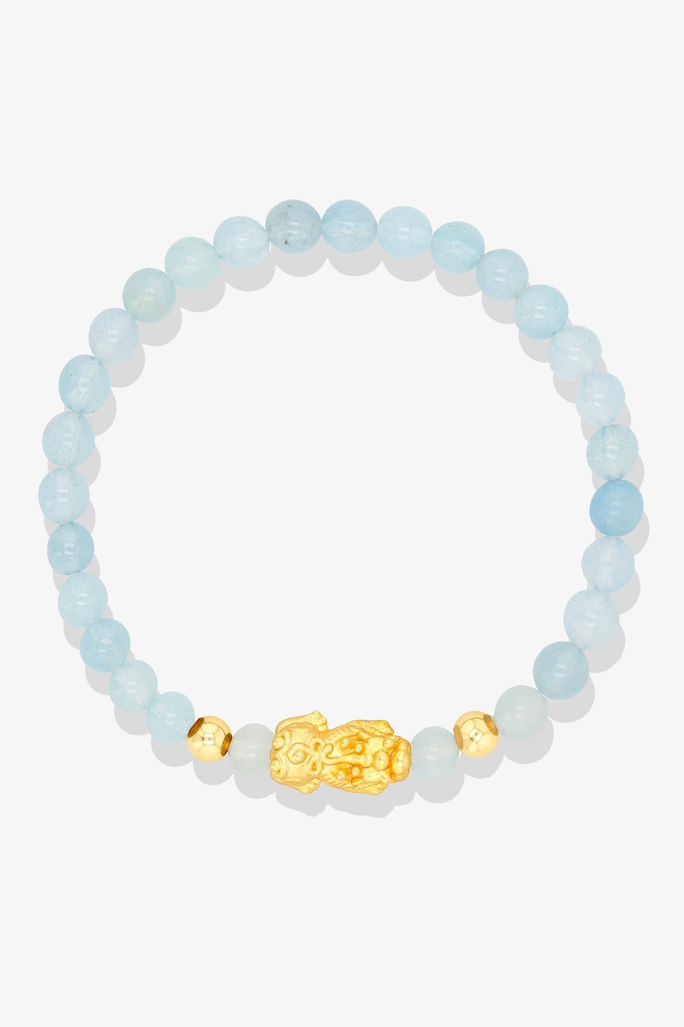 Aquamarine Unlimited Prosperity 18K Gold Vermeil Pixiu Feng Shui Bracelet - Eat.Read.Love.