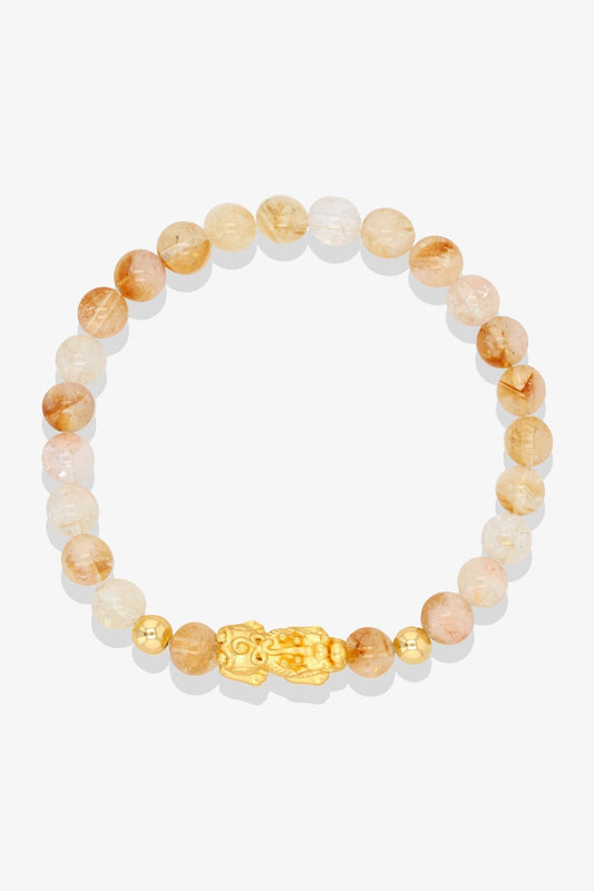 Aquamarine Unlimited Prosperity 18K Gold Vermeil Pixiu Feng Shui Bracelet - Eat.Read.Love.