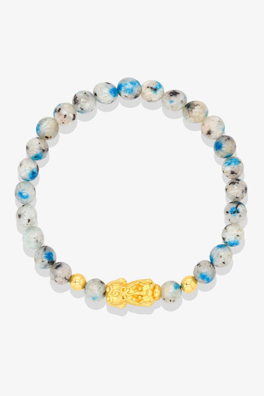 Aquamarine Unlimited Prosperity 18K Gold Vermeil Pixiu Feng Shui Bracelet - Eat.Read.Love.