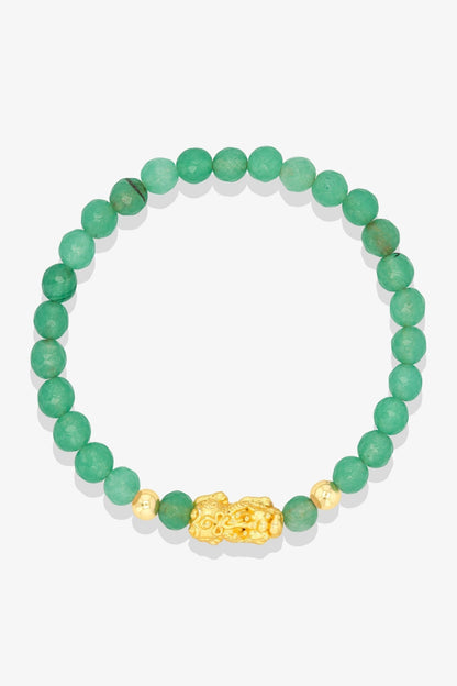 Aquamarine Unlimited Prosperity 18K Gold Vermeil Pixiu Feng Shui Bracelet - Eat.Read.Love.