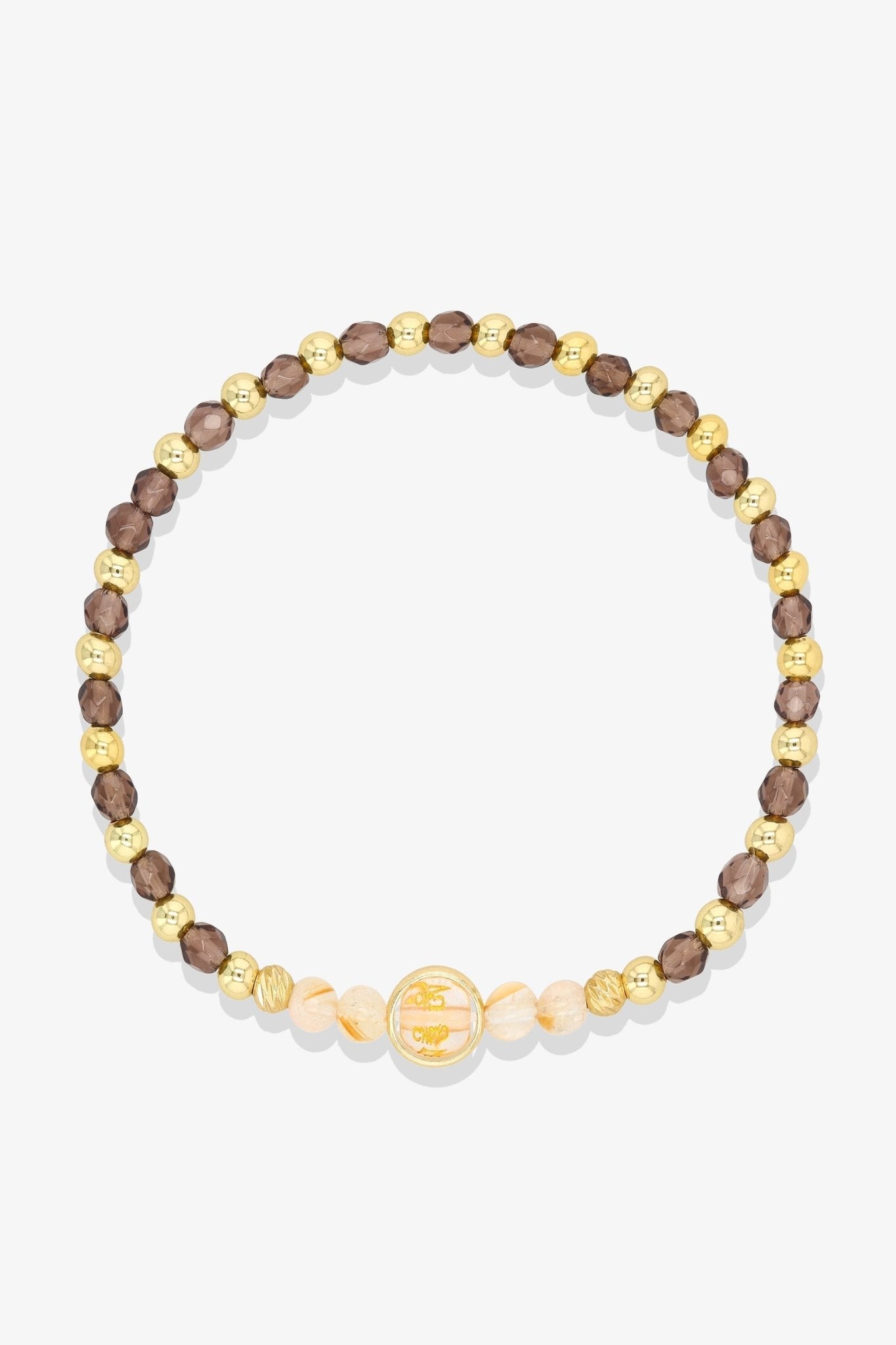 Aquarius Smoky Quartz Gold Vermeil Fortune Zodiac Bracelet - Eat.Read.Love.