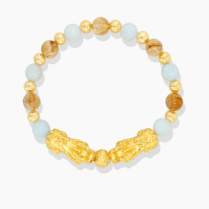 Aquarius Zodiac Feng Shui Double Pixiu Bracelet - Eat.Read.Love.