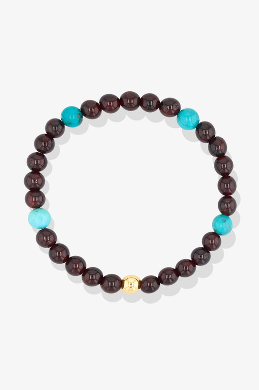 Aries Garnet and Turquoise Crystal Bracelet with REAL Gold - Eat.Read.Love.