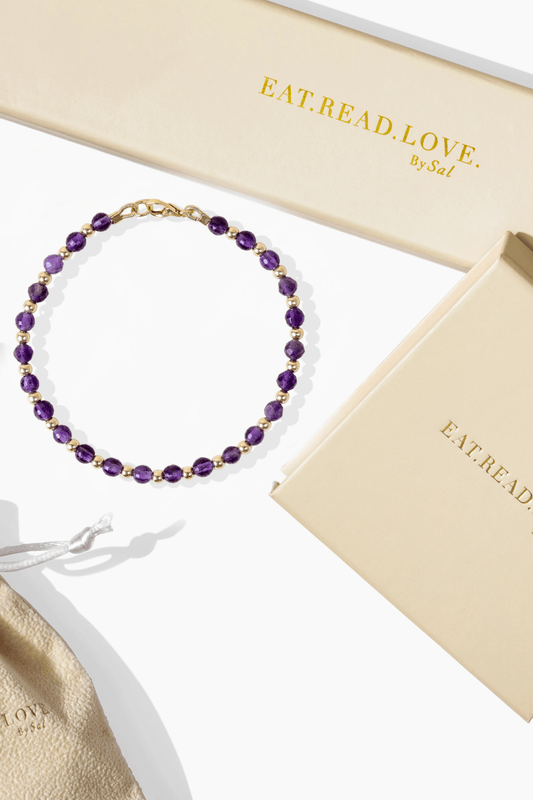 Awareness and Health - Amethyst with Gold Vermeil Bracelet - Eat.Read.Love.