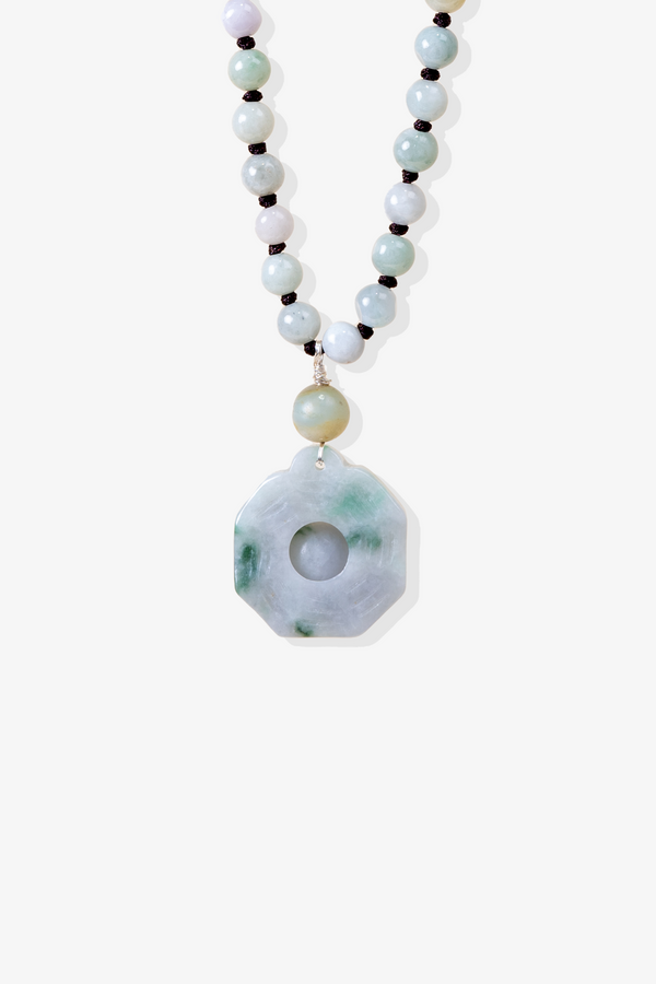 Bountifully Balancing Jade Bagua Hexagon Crystal Necklace