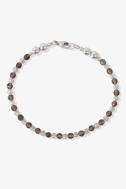 Beauty - Clear Quartz and Smoky Quartz Sterling Silver Bracelet - Eat.Read.Love.