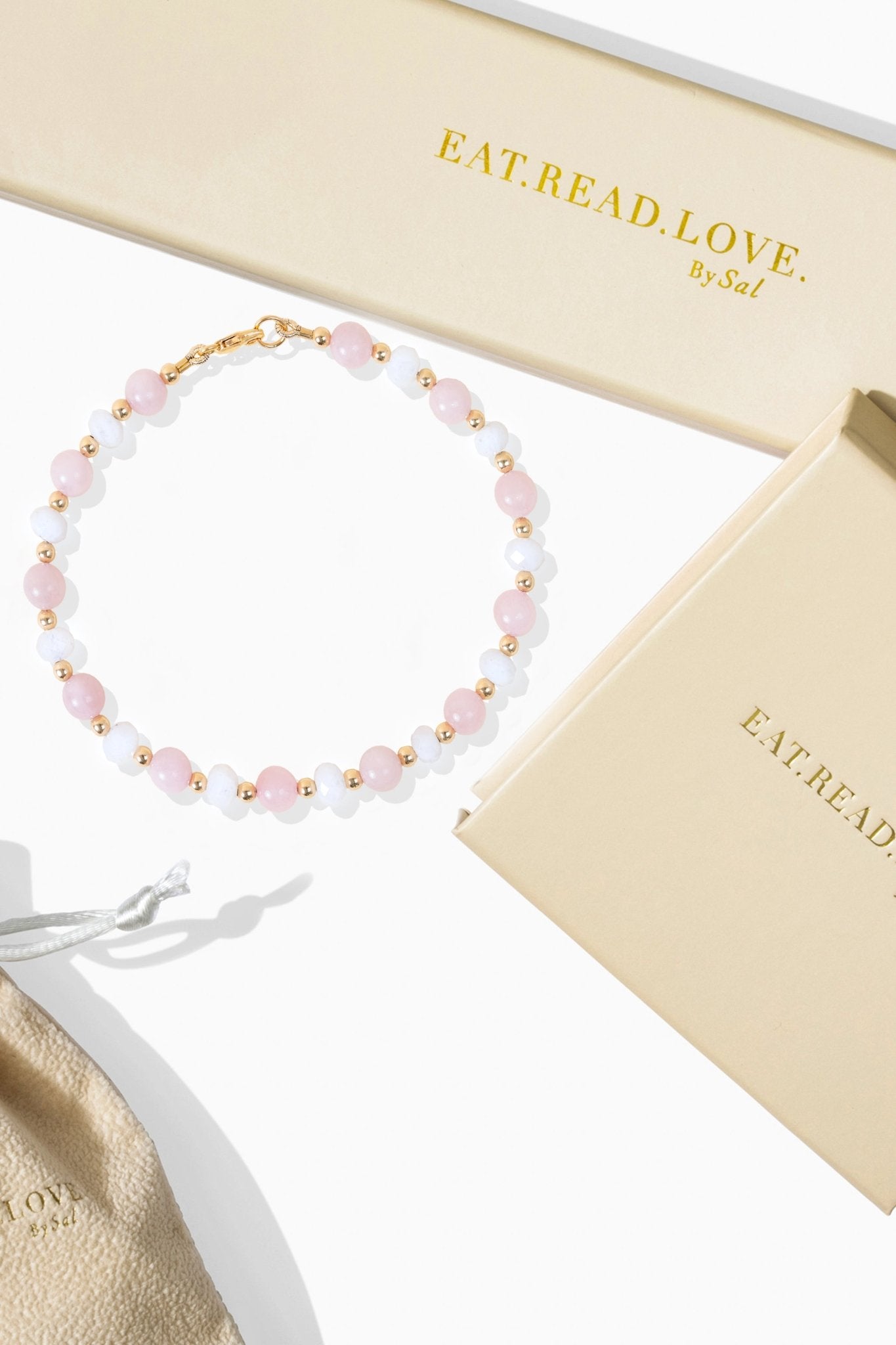 Beauty - Rose Quartz and Moonstone Gold Vermeil Bracelet - Eat.Read.Love.