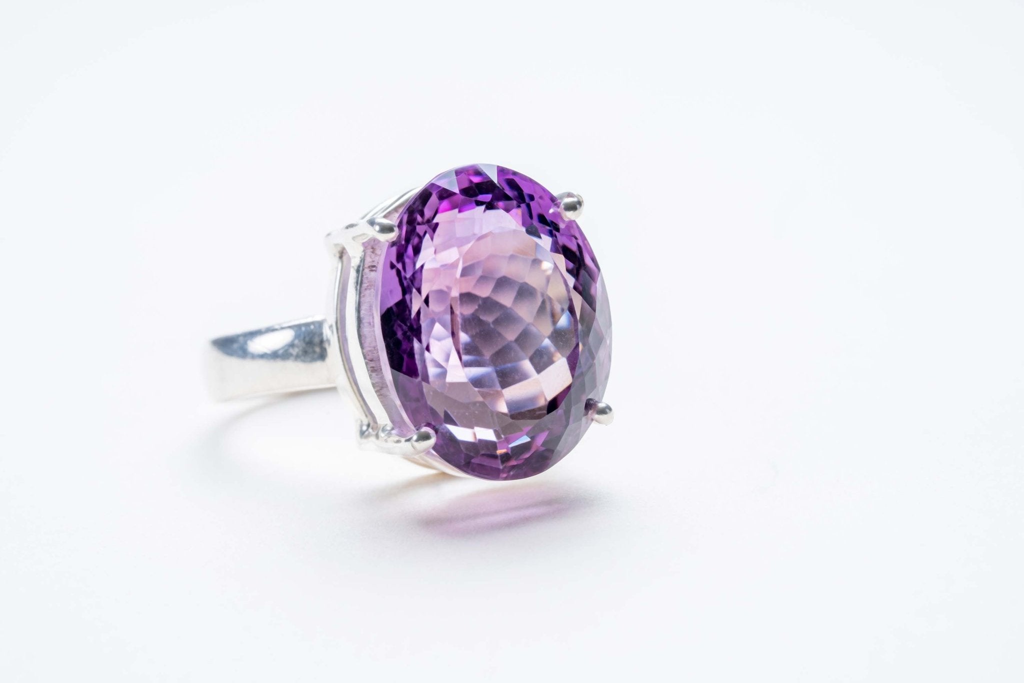 Beveled Amethyst Oval Cut Ring - Eat.Read.Love.