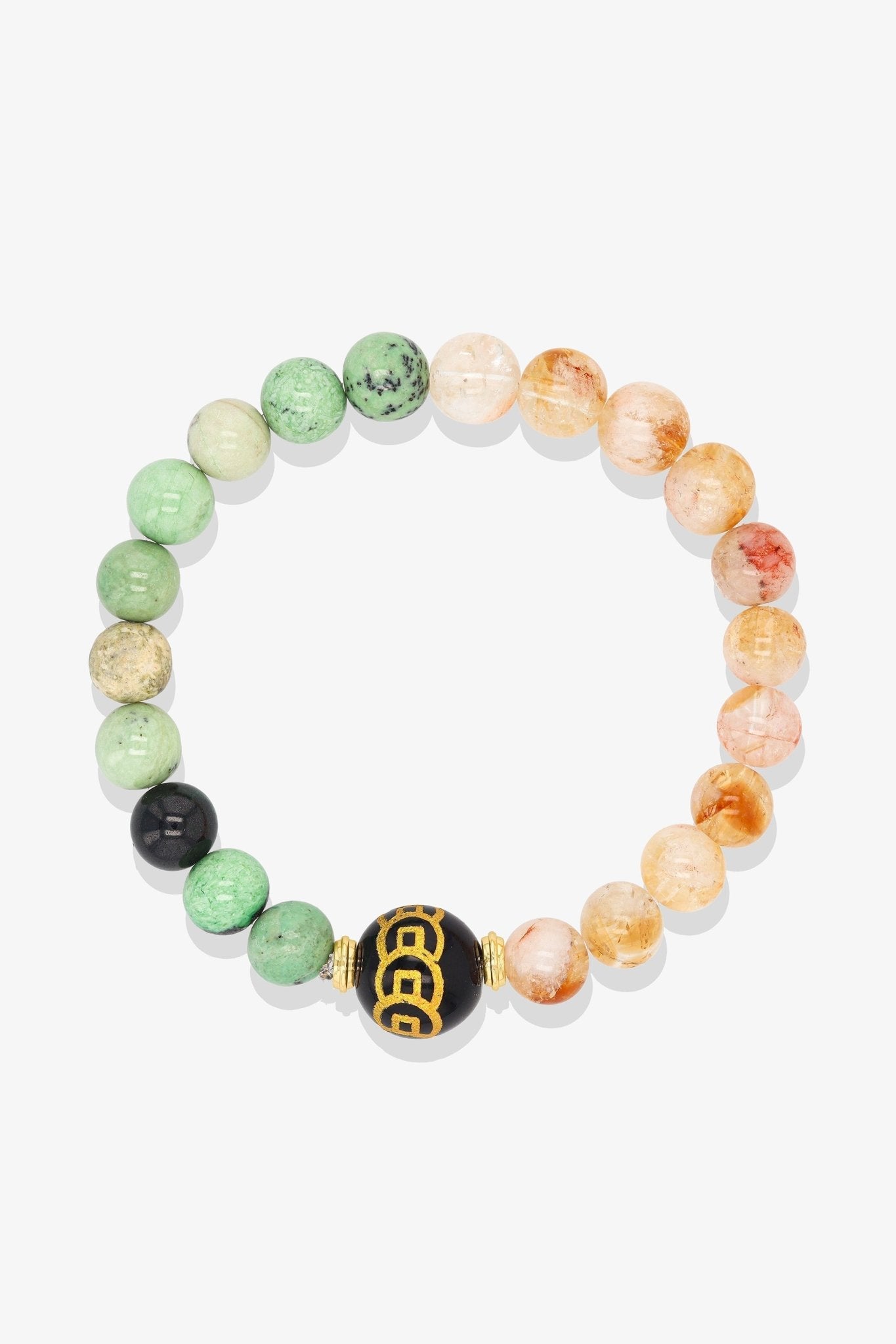 Black Obsidian and Amazonite Money Coin Bracelet - Attract Balance - Eat.Read.Love.